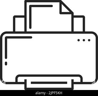 Contour de l'imprimante isolé bouton de style plat minimal. Périphérique d'impression vectoriel avec feuilles de papier. Périphérique de calcul permettant une représentation persistante des graphiques ou du texte sur papier Illustration de Vecteur