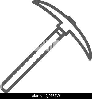 Outil à main en T de pioche utilisé pour l'utilisation de l'icône de contour monochrome isolée. Vecteur pick-AX pour mine bitcoin, outil d'extraction de hache avec poignée en bois. Symbole linéaire de l'équipement d'extraction de crypto-monnaie. Illustration de Vecteur
