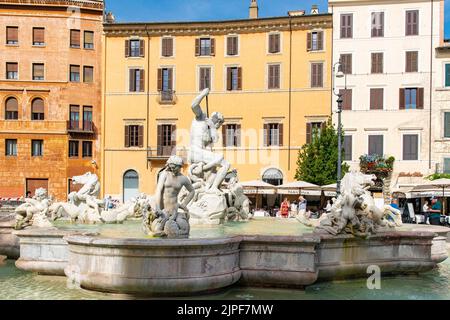 Neptune font à la place Navona, Rome Banque D'Images