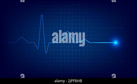 Moniteur de pouls cardiaque bleu avec signal. Arrière-plan du cardiogramme de battement cardiaque. Illustration de Vecteur