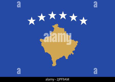 Drapeau du Kosovo illustration fond blanc étoiles carte or Banque D'Images