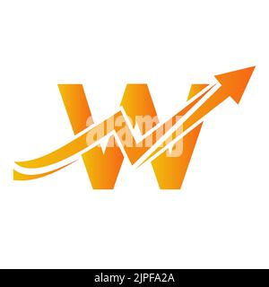 Lettre W logo financier avec flèche de croissance. Logo Economy Sign On Alphabet W Vector Template Illustration de Vecteur