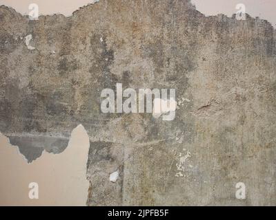 Vieux mur en béton de grunge avec peinture acrylique blanche enlevée.peinture préparation à la maison Banque D'Images