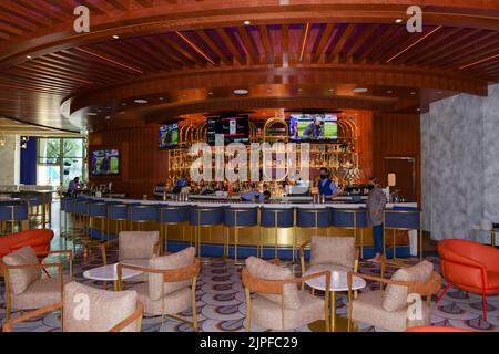 Nevada USA 5 septembre 2021 des sièges confortables font partie du mobilier du restaurant italien Brezza situé dans le quartier de Resorts World Las Vegas Banque D'Images