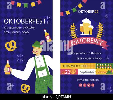 Flat oktoberfest instagram stories Set Illustration vectorielle Illustration de Vecteur