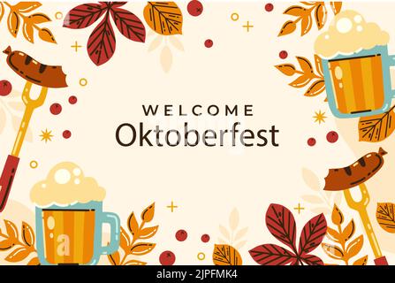 Fond plat pour l'illustration du festival oktoberfest Vector Illustration de Vecteur