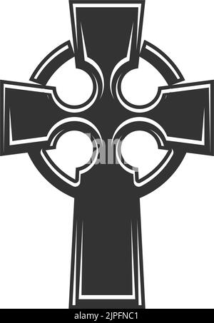 Symbole de religion catholique, icône celtique isolée croisée. Vecteur ancien crucifix avec nimbus ou anneau Illustration de Vecteur