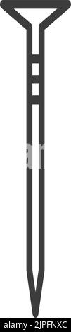 Attache en forme de goupille à tête plate sur le panneau linéaire supérieur. Icône de contour de l'outil de construction et de travail du bois isolé à clous métalliques. Clou de fixation de petit objet pour accrocher les objets, le bâtiment et l'équipement d'entretien Illustration de Vecteur