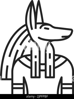 anubis god of Ancient Egypt isolé Outline vector Icon, le dieu des funérailles et de la mort à tête de chacal, symbole monochrome égyptien antique Illustration de Vecteur