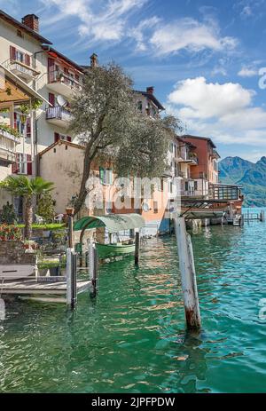 Village de Gandria,Lac de Lugano,Canton du Tessin,Suisse Banque D'Images