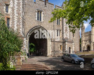 Abbey Gatehouse, à côté de la cathédrale St Albans, Hertfordshire, Royaume-Uni Banque D'Images