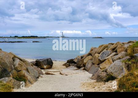 Frankreich, Gatteville-le Phare, 01.07.2022: Blick auf den Leuchtturm von Gatteville an der Pointe de Barfleur BEI Gatteville-le Phare auf der Halbins Banque D'Images