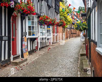 Vieux bâtiments à pans de bois le long de Church Lane dans Ledbury Herefordshire Angleterre Banque D'Images