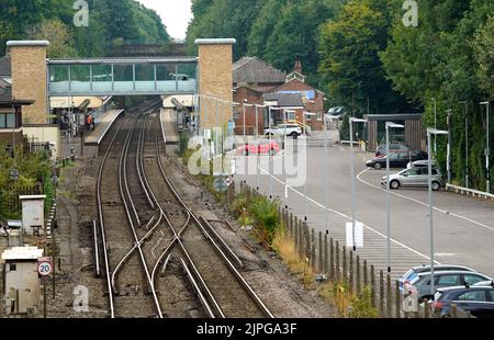 Vue sur la gare de Winchester dans le Hampshire. Date de la photo: Jeudi 18 août 2022. Banque D'Images