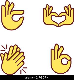 Signaux de langage corporel ensemble d'icônes de couleur RVB pixel Perfect Illustration de Vecteur