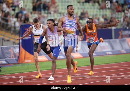 Dylan Borlee de Belgique, Alex Haydock-Wilson et Matthew Hudson-Smith de Grande-Bretagne finale hommes 400m pendant les Championnats européens d'athlétisme 2022 sur 17 août 2022 à Munich, Allemagne. Photo de Laurent Lairys/ABACAPRESS.COM Banque D'Images