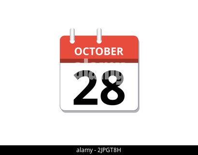 Octobre, 28th calendrier icône vecteur, concept de calendrier, affaires et tâches Illustration de Vecteur
