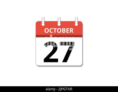 Octobre, 27th calendrier icône vecteur, concept de calendrier, affaires et tâches Illustration de Vecteur