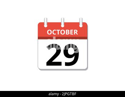 Octobre, 29th calendrier icône vecteur, concept de calendrier, affaires et tâches Illustration de Vecteur