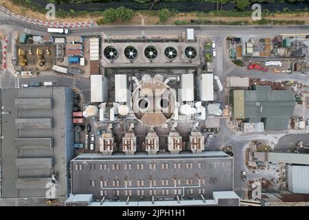 Edmonton usine d'incinération de déchets solides Londres vue aérienne d'un drone britannique Banque D'Images