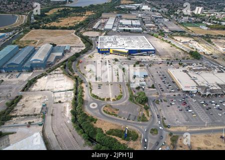 IKEA Store Edmonton North London UK vue aérienne de drone Banque D'Images