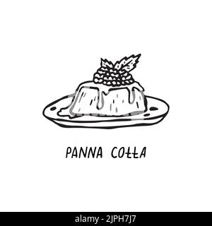 Illustration vectorielle à la main de la cuisine italienne. Panna Cotta Illustration de Vecteur