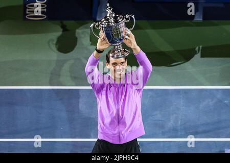 Rafael Nadal d'Espagne célèbre le point de match après avoir remporté son match final des hommes contre Daniil Medvedev de Russie le 14 jour de l'US Open 2019 au centre national de tennis de l'USTA Billie Jean King sur 08 septembre 2019 dans le quartier Queens de New York. Banque D'Images