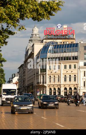 Vue sur le boulevard Tsar Osvoboditel à Sofia, Bulgarie, Europe de l'est, Balkans, UE Banque D'Images