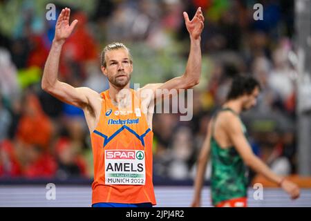 MUNCHEN, ALLEMAGNE - AOÛT 18 : Douwe Amels des pays-Bas en compétition de saut en hauteur pour hommes aux championnats d'Europe Munich 2022 à l'Olympiastadion sur 18 août 2022 à Munchen, Allemagne (photo par Andy Astfalck/BSR Agency) Banque D'Images