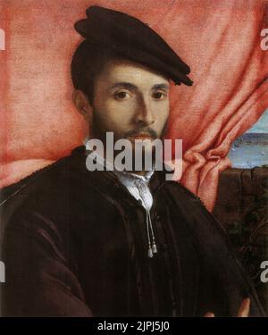 Portrait d'un jeune homme (1526) peinture par Lorenzo Lotto Banque D'Images