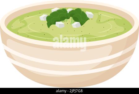 Soupe à la crème de brocoli dans un bol, illustration vectorielle Illustration de Vecteur