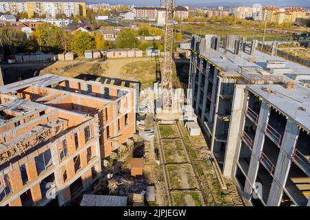 site de construction, carcasse, logement, drohnenflug, sites de construction, site, sites Banque D'Images