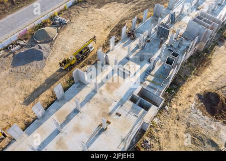 construction, carcasse, logement, drohnenflug, chantier de construction, constructions Banque D'Images