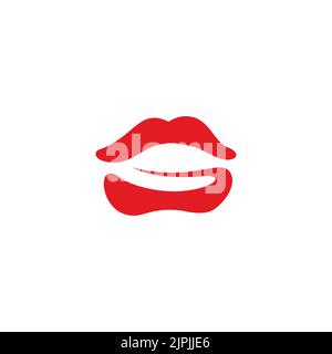 Un logo créatif de lèvres rouges sur un fond blanc avec espace de copie Illustration de Vecteur