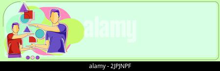 Deux collègues présentent des mises à jour récentes. Hommes d'affaires présentant de nouvelles annonces importantes. Les cadres parlent de la pertinence actuelle Illustration de Vecteur