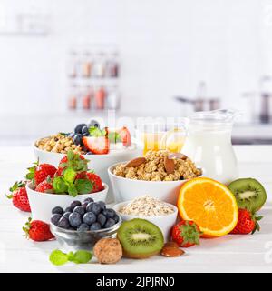fruits, petit déjeuner, céréales, fruits, petits déjeuners,céréales Banque D'Images
