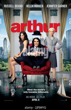 JENNIFER GARNER, Russell Brand, Helen Mirren POSTER, Arthur, 2011 Banque D'Images