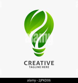 Logo de lampe créatif en forme de feuille nature Illustration de Vecteur
