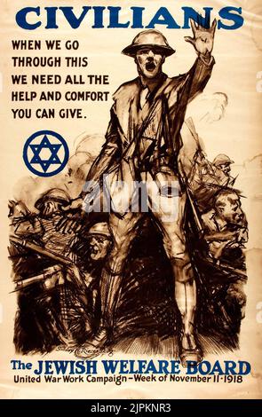 Civils - Sidney H. Riesenberg. WWI Propaganda Poster, The Jewish Welfare Board. Env. 1918 - United War Work Campaign Banque D'Images