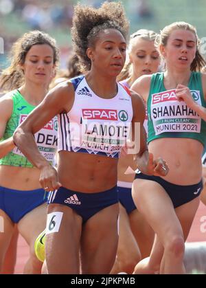 Munich, Allemagne. 18th août 2022. Régelle Lamote de France pendant l'Athlétisme, les femmes 800m aux Championnats d'Europe Munich 2022 sur 18 août 2022 à Munich, Allemagne - photo Laurent Lairys/DPPI crédit: DPPI Media/Alamy Live News Banque D'Images