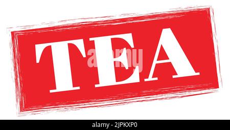 LE texte DU THÉ est inscrit sur l'étiquette rouge du rectangle. Banque D'Images