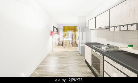 Intérieur moderne. Salon moderne en 3D Banque D'Images