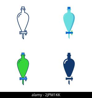 Icône d'entonnoir de séparation définie en style plat et ligne. Équipement chimique de séparation. Illustration vectorielle. Illustration de Vecteur