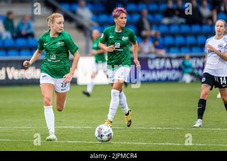 Hjorring, Danemark. 18th août 2022. Sara Holmgaard (23) de Fortuna Hjorring vu dans le match de qualification de l'UEFA Women's Champions League entre Fortuna Hjorring et Eintracht Frankfurt à Hjorring Stadion à Hjorring. (Crédit photo : Gonzales photo/Alamy Live News Banque D'Images