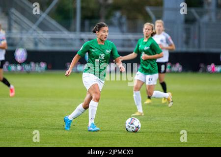 Hjorring, Danemark. 18th août 2022. Angela Beard (4) de Fortuna Hjorring vu dans le match de qualification de l'UEFA Women's Champions League entre Fortuna Hjorring et Eintracht Frankfurt à Hjorring Stadion à Hjorring. (Crédit photo : Gonzales photo/Alamy Live News Banque D'Images