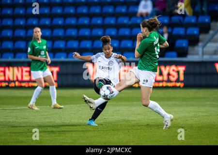 Hjorring, Danemark. 18th août 2022. Shekiera Martinez (9) d'Eintracht Frankfurt vu dans le match de qualification de l'UEFA Women's Champions League entre Fortuna Hjorring et Eintracht Frankfurt à Hjorring Stadion à Hjorring. (Crédit photo : Gonzales photo/Alamy Live News Banque D'Images