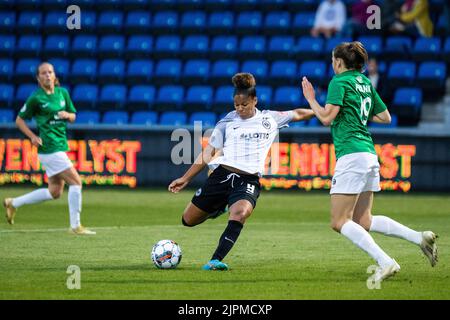 Hjorring, Danemark. 18th août 2022. Shekiera Martinez (9) d'Eintracht Frankfurt vu dans le match de qualification de l'UEFA Women's Champions League entre Fortuna Hjorring et Eintracht Frankfurt à Hjorring Stadion à Hjorring. (Crédit photo : Gonzales photo/Alamy Live News Banque D'Images