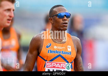 MUNCHEN, ALLEMAGNE - AOÛT 19: Liemarvin Bonevacia des pays-Bas en compétition au Relais hommes 4x400m aux Championnats d'Europe Munich 2022 à l'Olympiastadion sur 19 août 2022 à Munchen, Allemagne (photo par Andy Astfalck/BSR Agency) Banque D'Images