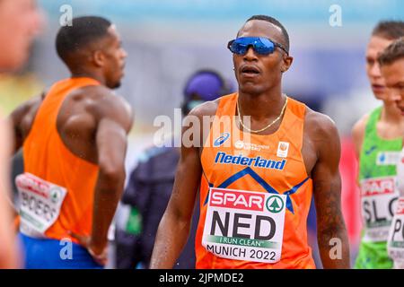 MUNCHEN, ALLEMAGNE - AOÛT 19: Liemarvin Bonevacia des pays-Bas en compétition au Relais hommes 4x400m aux Championnats d'Europe Munich 2022 à l'Olympiastadion sur 19 août 2022 à Munchen, Allemagne (photo par Andy Astfalck/BSR Agency) Banque D'Images