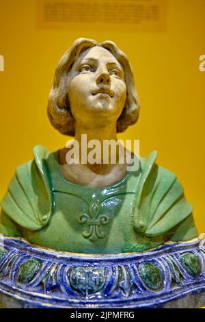 France, Loiret, Orléans, Hôtel Cabu, Musée d'Histoire et d'Archéologie d'Orléans, buste de Jeanne d'Arc Banque D'Images